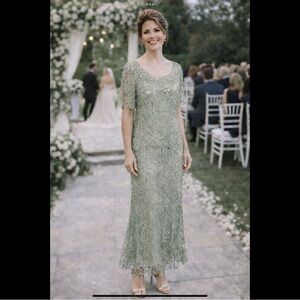 Elegant Lace Wedding Dress in Sage Green